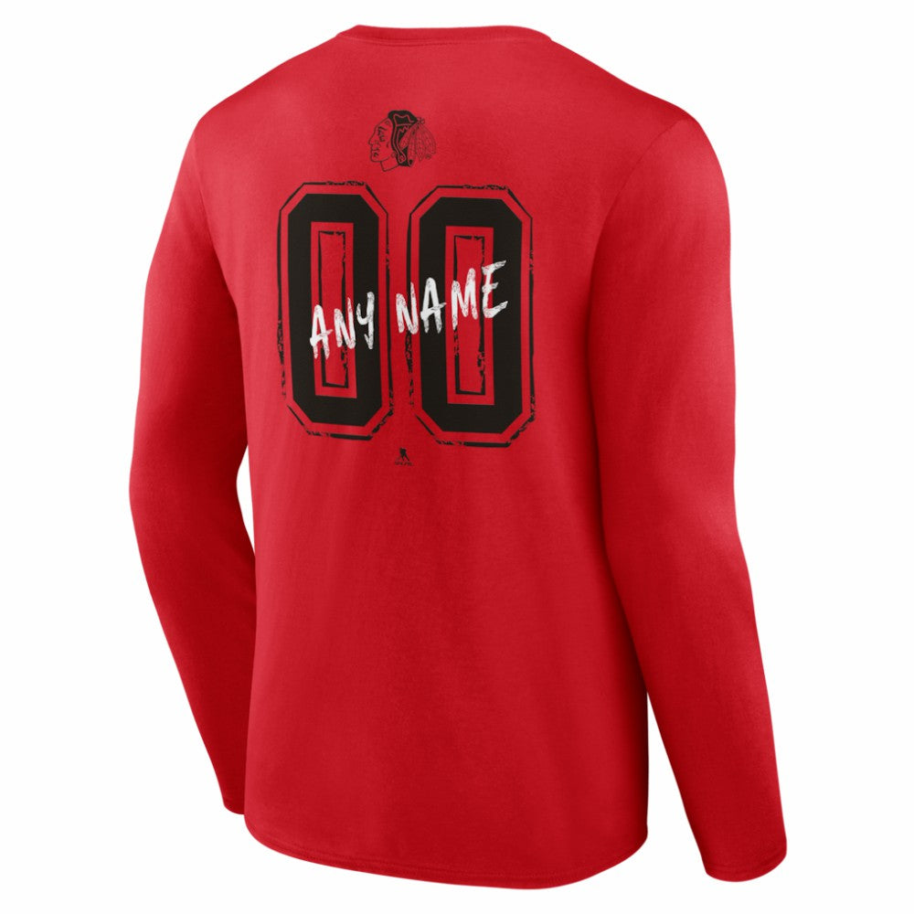 Chicago Blackhawks Hustle Personalized Name & Number Long Sleeve T-Shirt Red