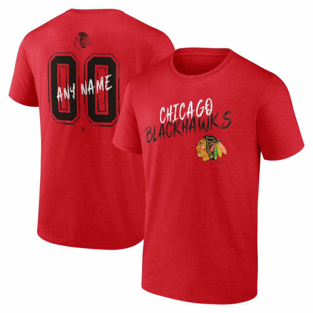 Chicago Blackhawks Hustle Personalized Name & Number T-Shirt Red