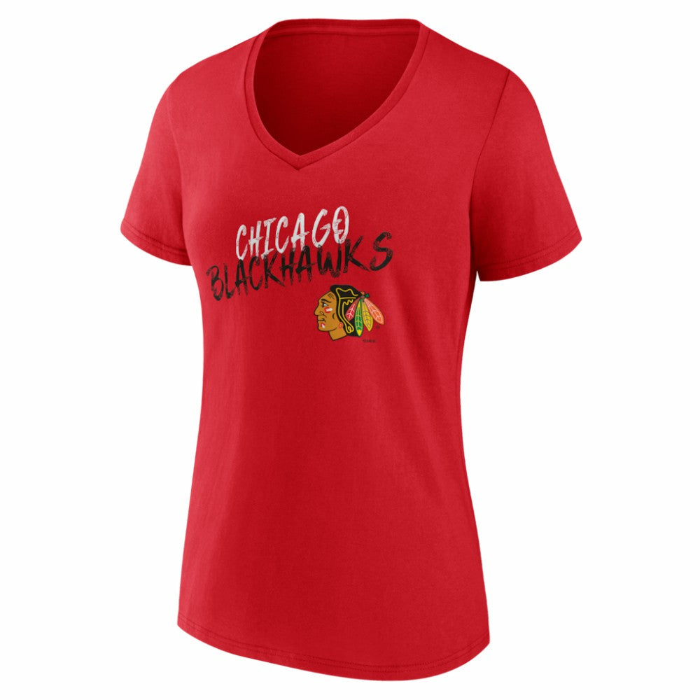 Chicago Blackhawks Women's Hustle Personalized Name & Number V-Neck T-Shirt Red