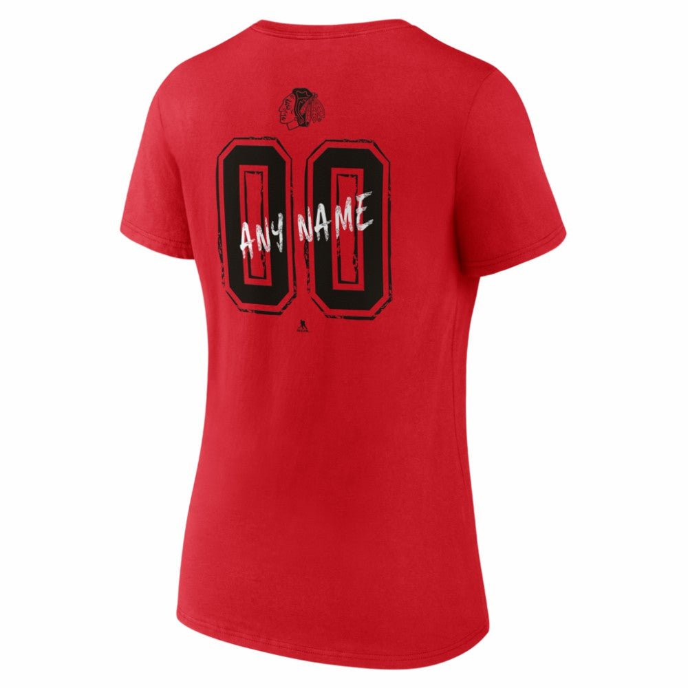 Chicago Blackhawks Women's Hustle Personalized Name & Number V-Neck T-Shirt Red