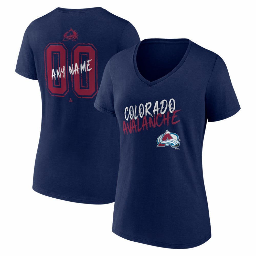 Colorado Avalanche Women's Hustle Personalized Name & Number V-Neck T-Shirt Navy