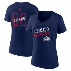 Colorado Avalanche Women's Hustle Personalized Name & Number V-Neck T-Shirt Navy