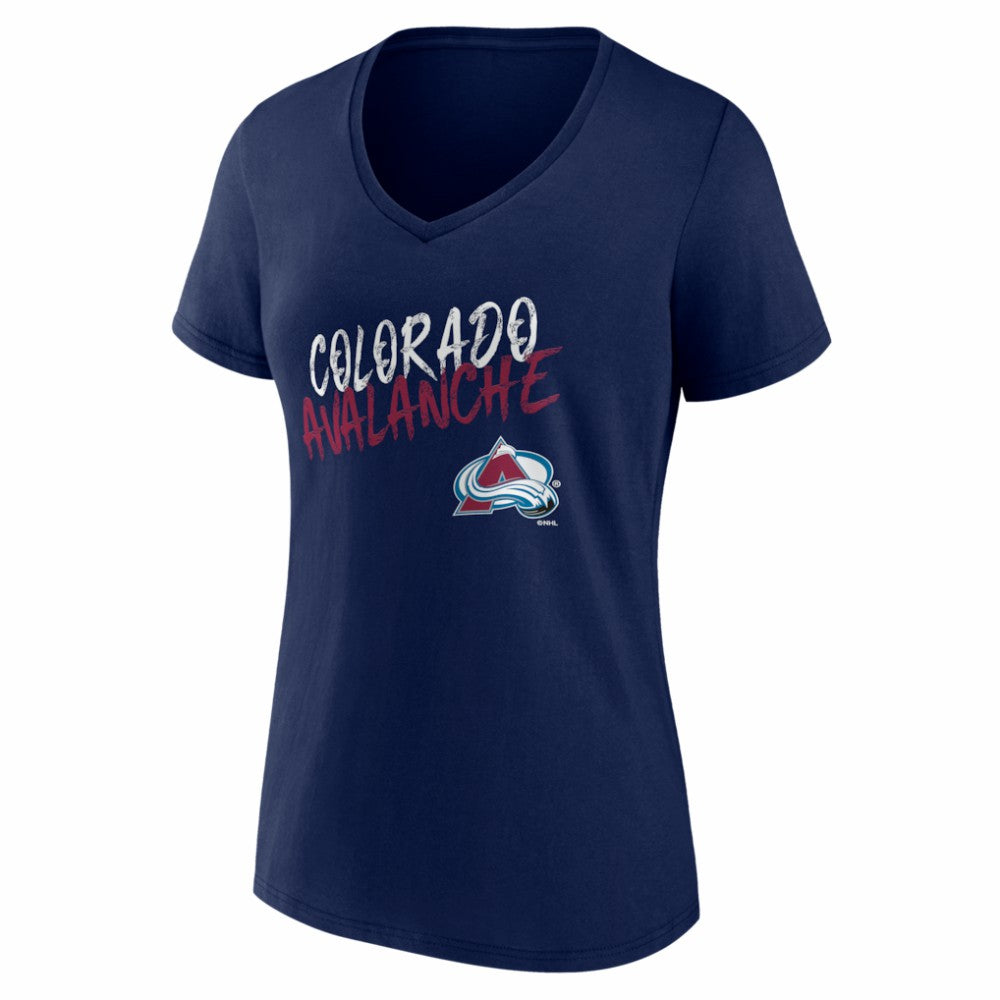 Colorado Avalanche Women's Hustle Personalized Name & Number V-Neck T-Shirt Navy