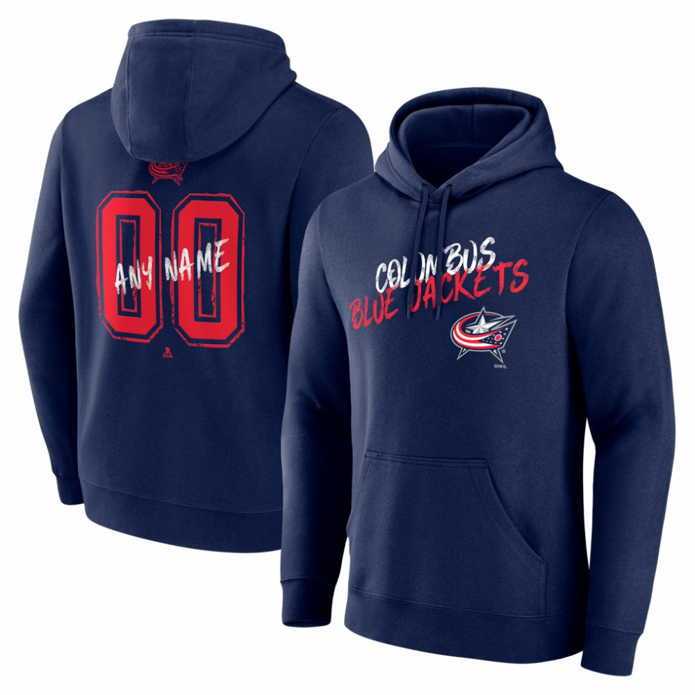 Columbus Blue Jackets Big & Tall Hustle Personalized Name & Number Hoodie Navy