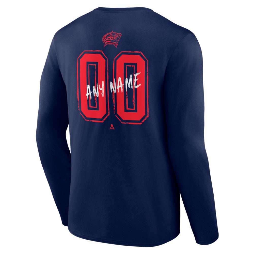 Columbus Blue Jackets Hustle Personalized Name & Number Long Sleeve T-Shirt Navy