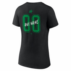 Dallas Stars Women's Hustle Personalized Name & Number V-Neck T-Shirt Black
