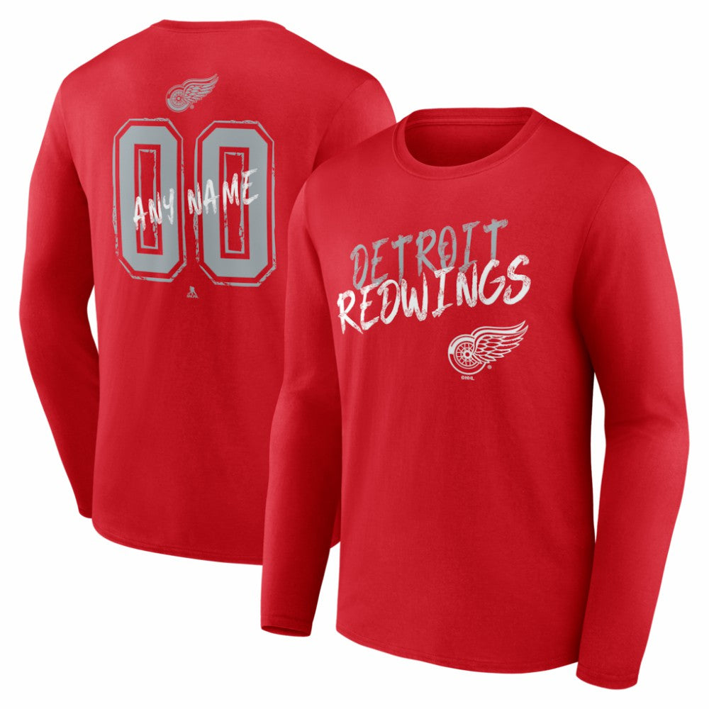 Detroit Red Wings Hustle Personalized Name & Number Long Sleeve T-Shirt Red