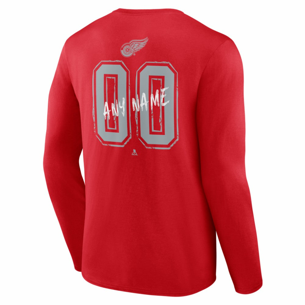 Detroit Red Wings Hustle Personalized Name & Number Long Sleeve T-Shirt Red
