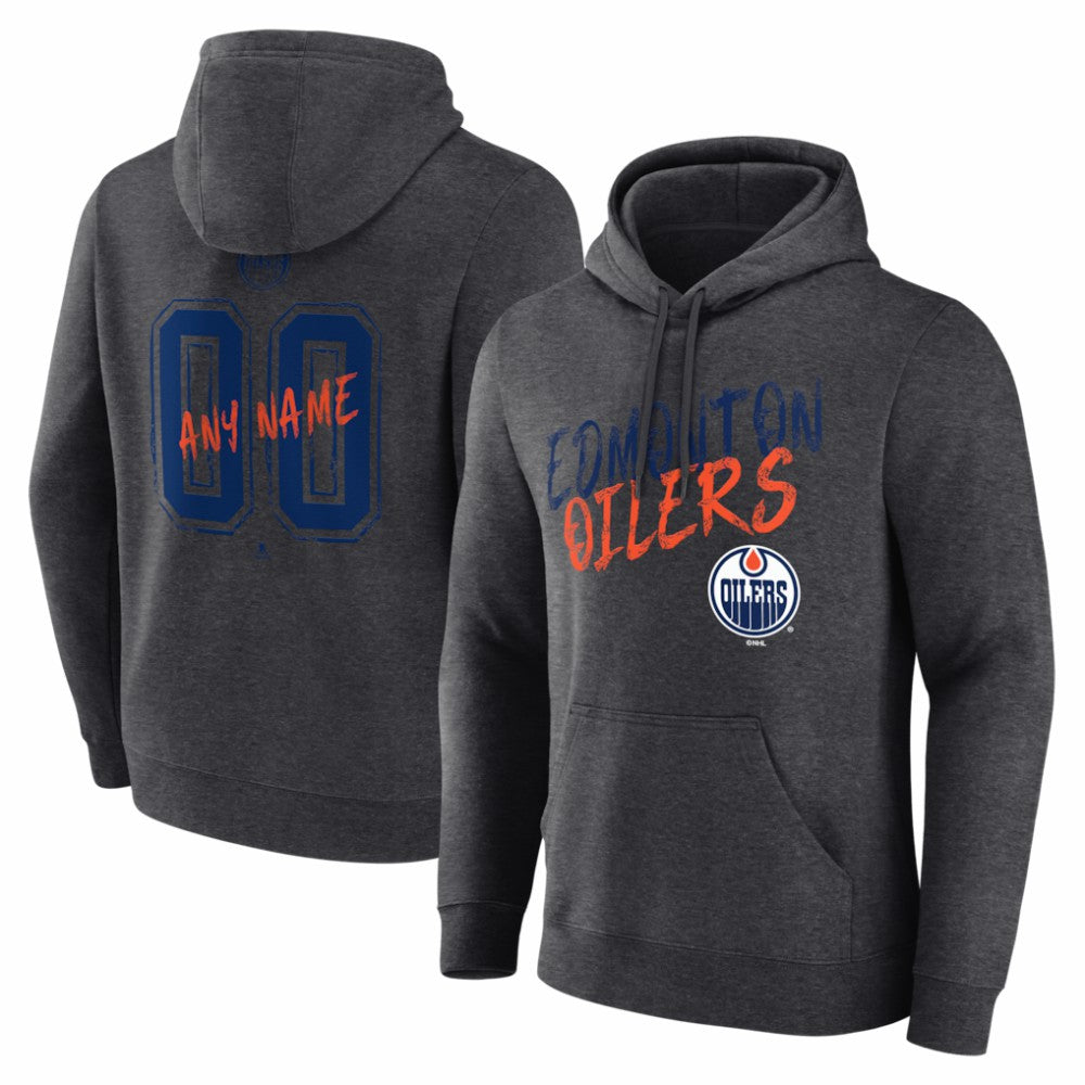 Edmonton Oilers Hustle Personalized Name & Number Hoodie Charcoal