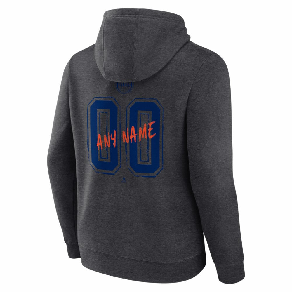 Edmonton Oilers Hustle Personalized Name & Number Hoodie Charcoal