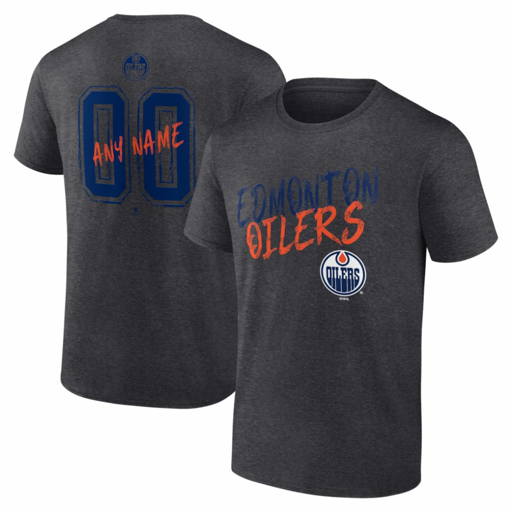 Edmonton Oilers Hustle Personalized Name & Number T-Shirt Charcoal