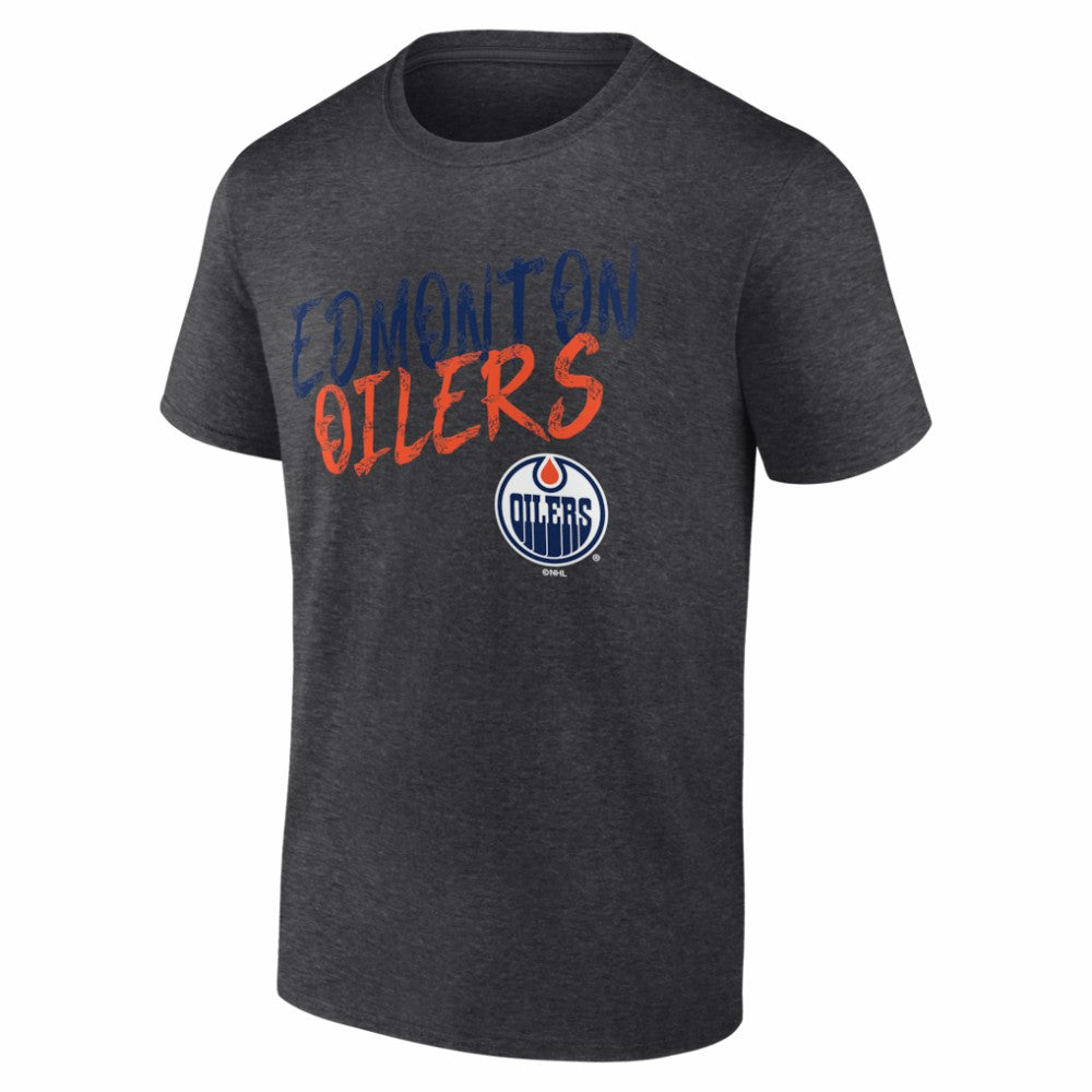 Edmonton Oilers Hustle Personalized Name & Number T-Shirt Charcoal