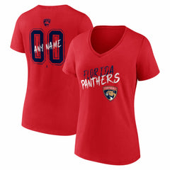 Florida Panthers Women's Hustle Personalized Name & Number V-Neck T-Shirt Red