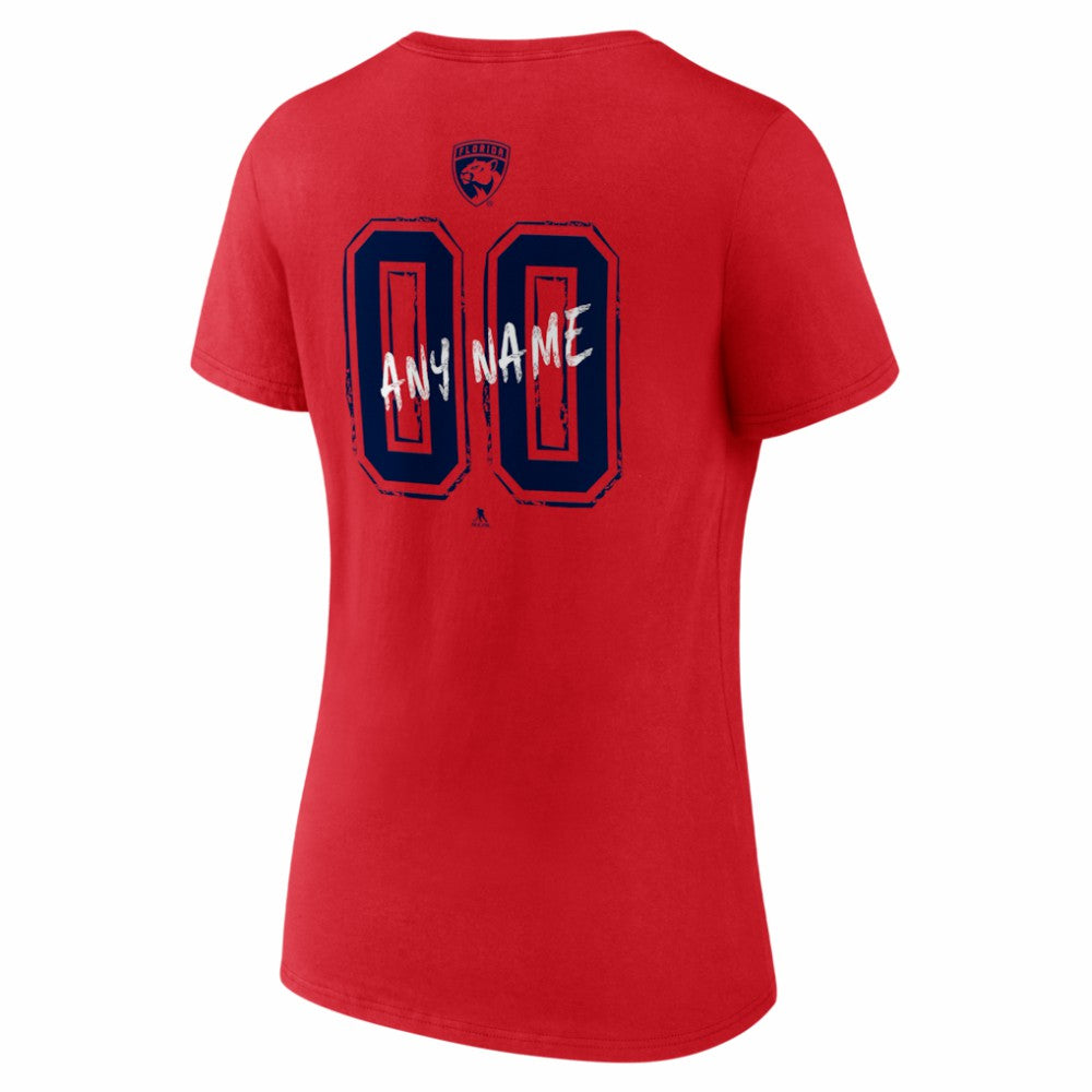 Florida Panthers Women's Hustle Personalized Name & Number V-Neck T-Shirt Red