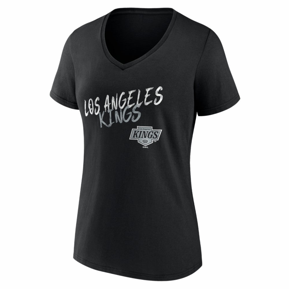 Los Angeles Kings Women's Hustle Personalized Name & Number V-Neck T-Shirt Black