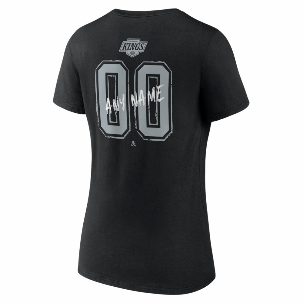 Los Angeles Kings Women's Hustle Personalized Name & Number V-Neck T-Shirt Black