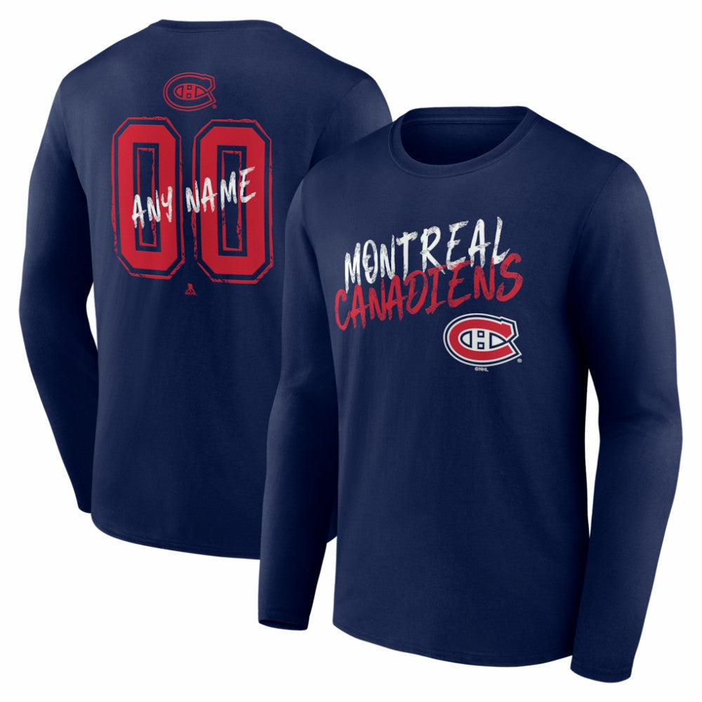 Montreal Canadiens Hustle Personalized Name & Number Long Sleeve T-Shirt Navy