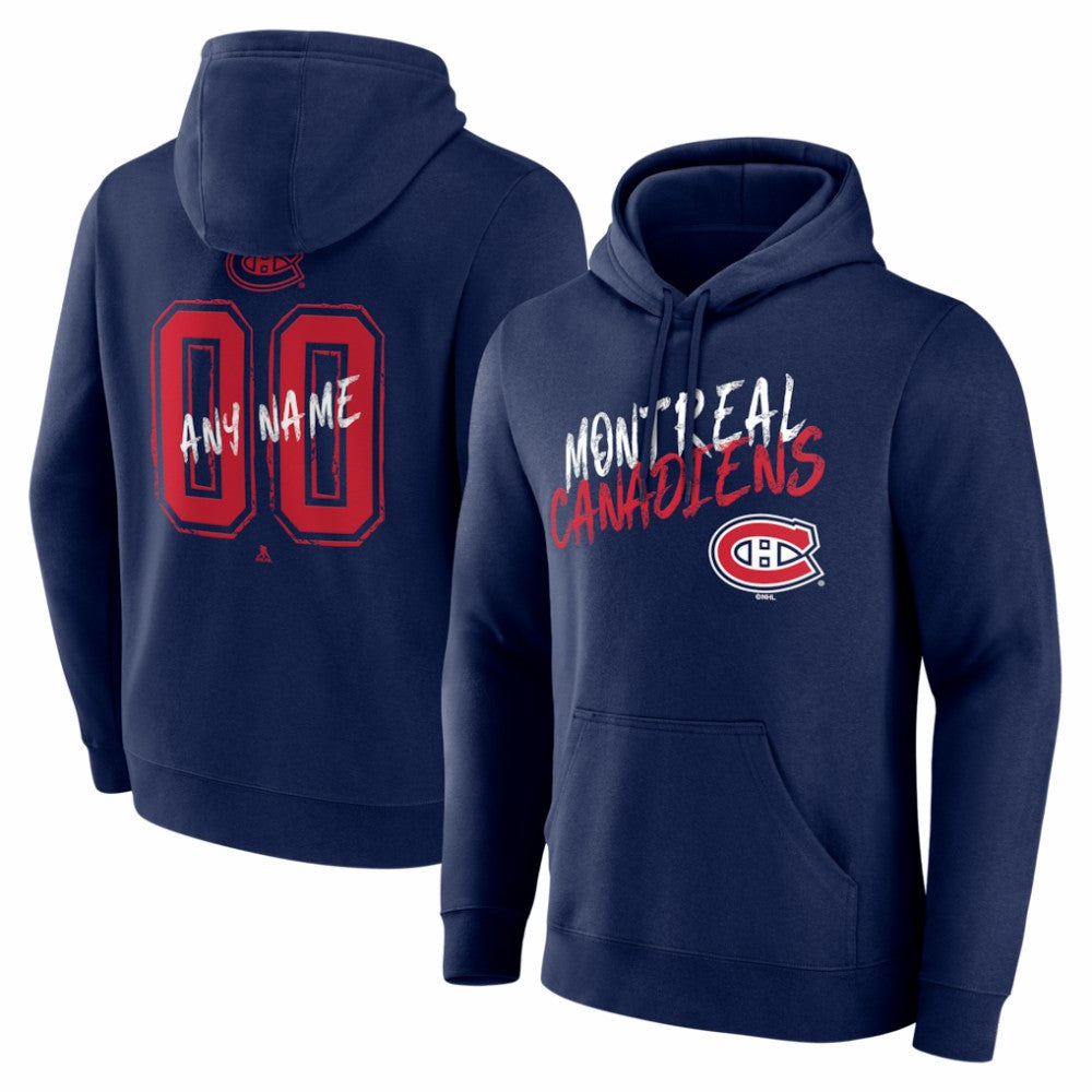 Montreal Canadiens Hustle Personalized Name & Number Hoodie Navy