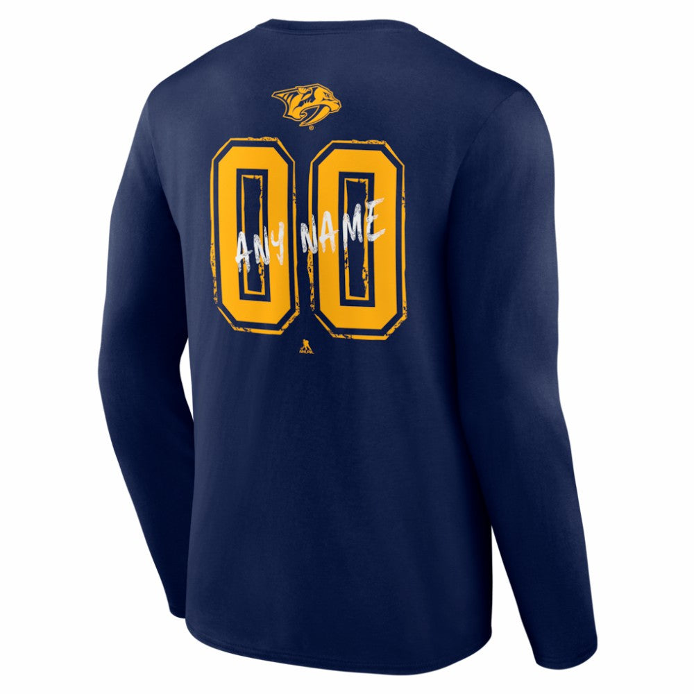 Nashville Predators Hustle Personalized Name & Number Long Sleeve T-Shirt Navy