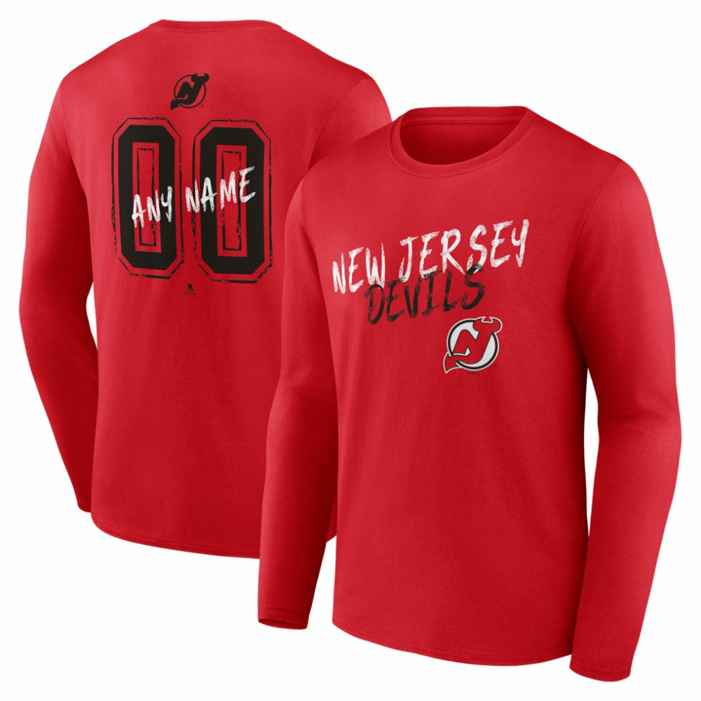 New Jersey Devils Hustle Personalized Name & Number Long Sleeve T-Shirt Red