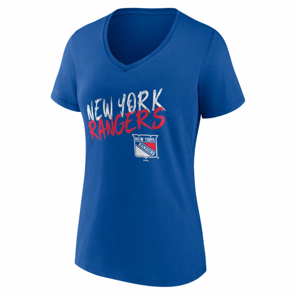 New York Rangers Women's Hustle Personalized Name & Number V-Neck T-Shirt Blue