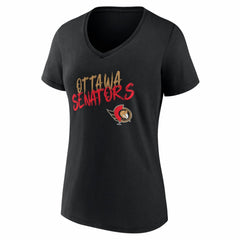 Ottawa Senators Women's Hustle Personalized Name & Number V-Neck T-Shirt Black