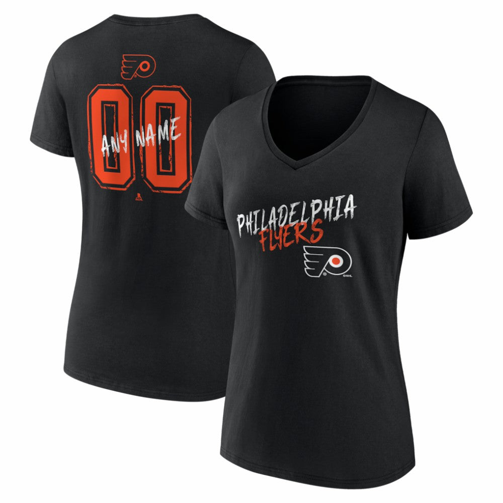 Philadelphia Flyers Women's Hustle Personalized Name & Number V-Neck T-Shirt Black