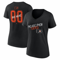 Philadelphia Flyers Women's Hustle Personalized Name & Number V-Neck T-Shirt Black