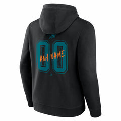 San Jose Sharks Big & Tall Hustle Personalized Name & Number Hoodie Black