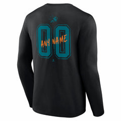 San Jose Sharks Hustle Personalized Name & Number Long Sleeve T-Shirt Black