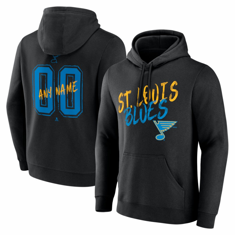 St. Louis Blues Big & Tall Hustle Personalized Name & Number Hoodie Black