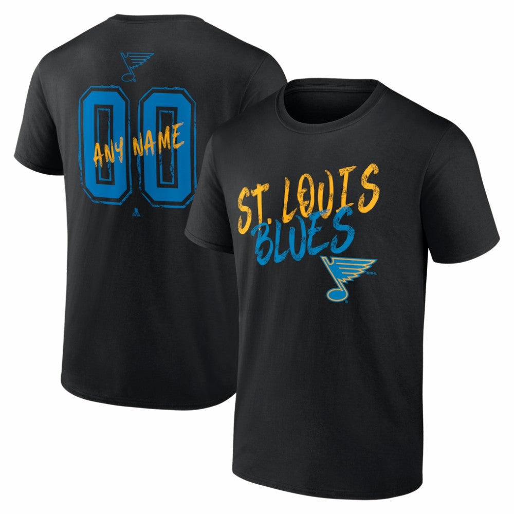 St. Louis Blues Big & Tall Hustle Personalized Name & Number T-Shirt Black