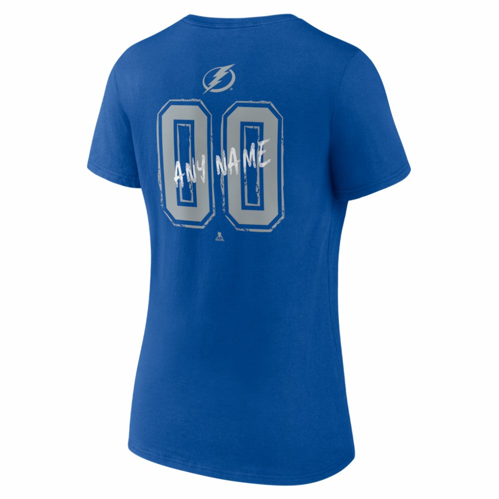 Tampa Bay Lightning Women's Hustle Personalized Name & Number V-Neck T-Shirt Blue