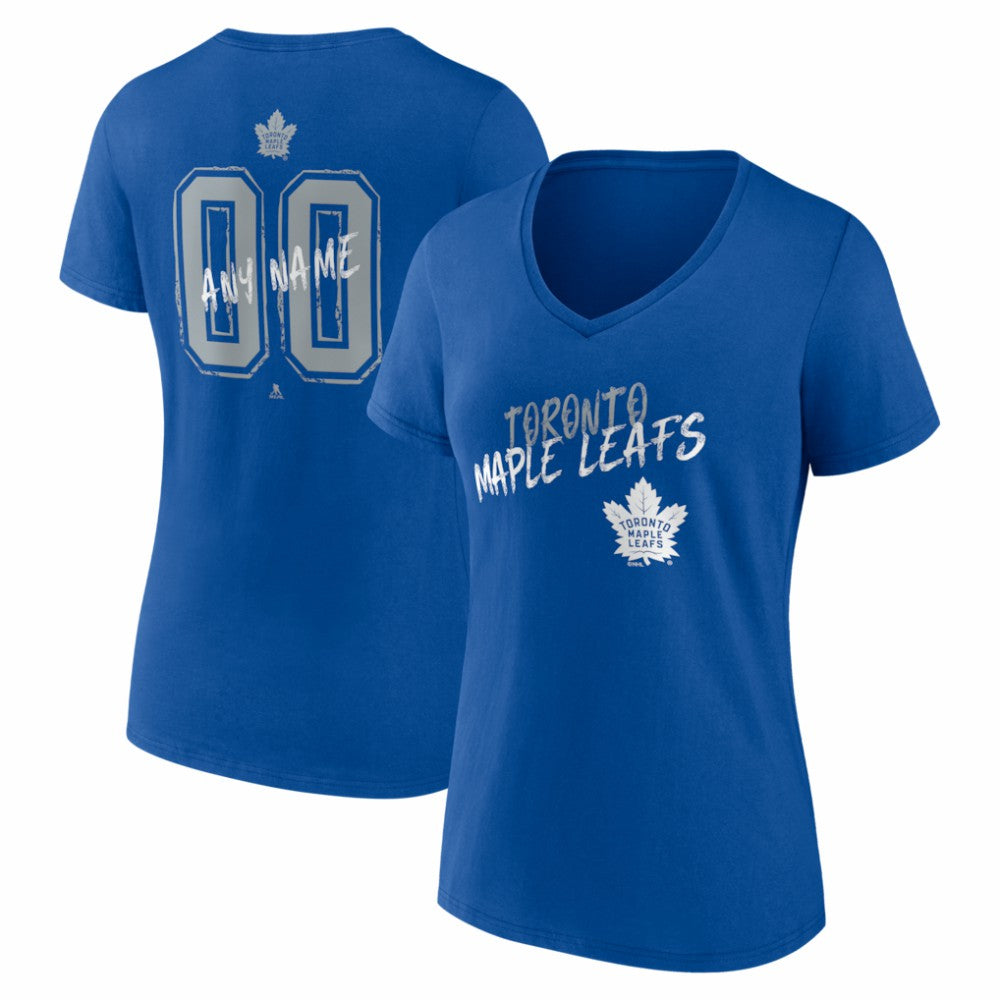 Toronto Maple Leafs Women's Hustle Personalized Name & Number V-Neck T-Shirt Blue