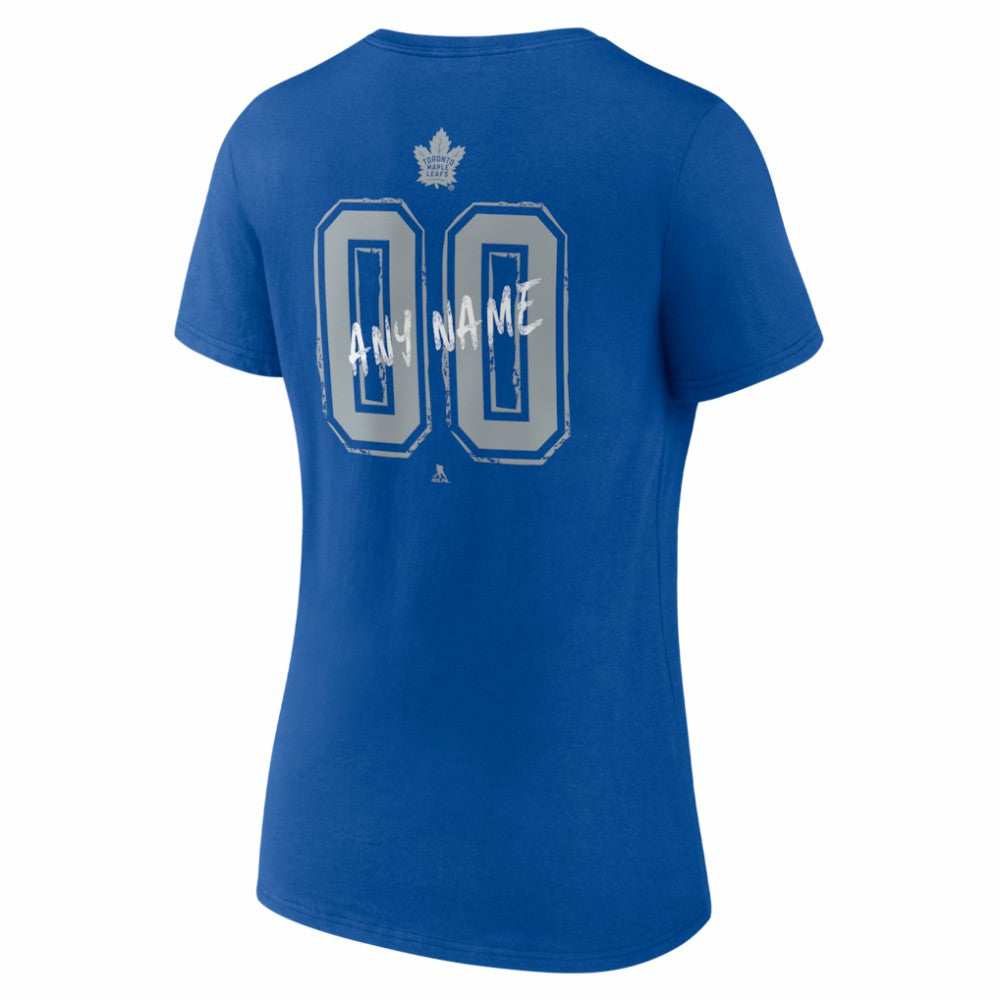 Toronto Maple Leafs Women's Hustle Personalized Name & Number V-Neck T-Shirt Blue