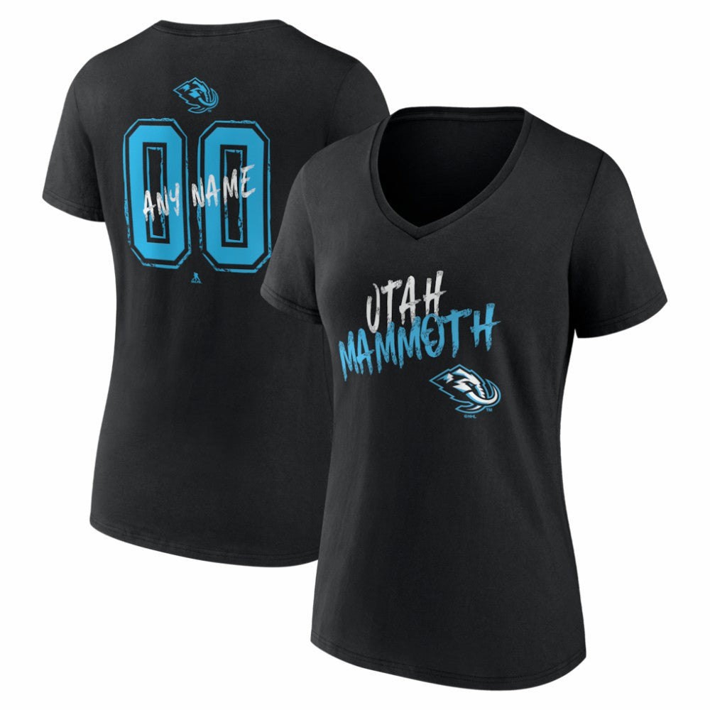 Utah Mammoth Women's Hustle Personalized Name & Number V-Neck T-Shirt Black
