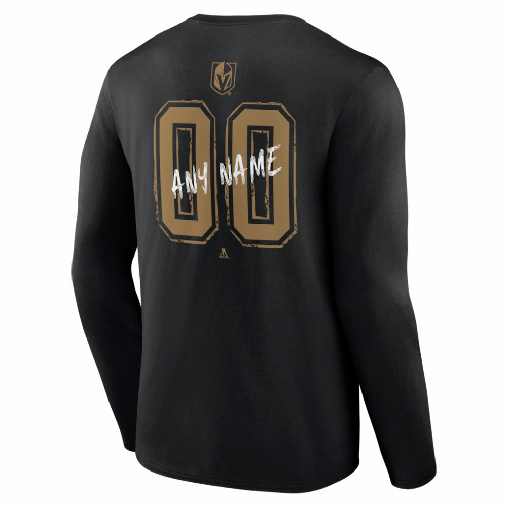 Vegas Golden Knights Hustle Personalized Name & Number Long Sleeve T-Shirt Black