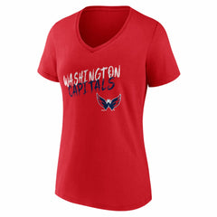 Washington Capitals Women's Hustle Personalized Name & Number V-Neck T-Shirt Red