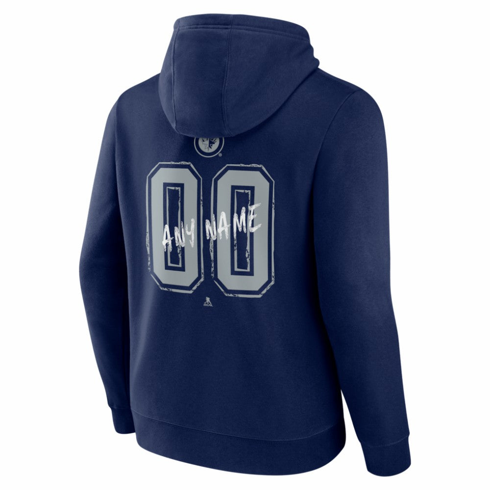 Winnipeg Jets Big & Tall Hustle Personalized Name & Number Hoodie Navy