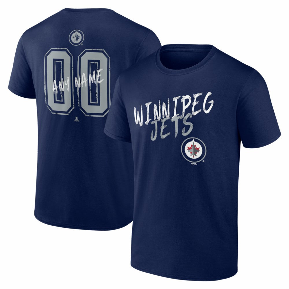 Winnipeg Jets Big & Tall Hustle Personalized Name & Number T-Shirt Navy