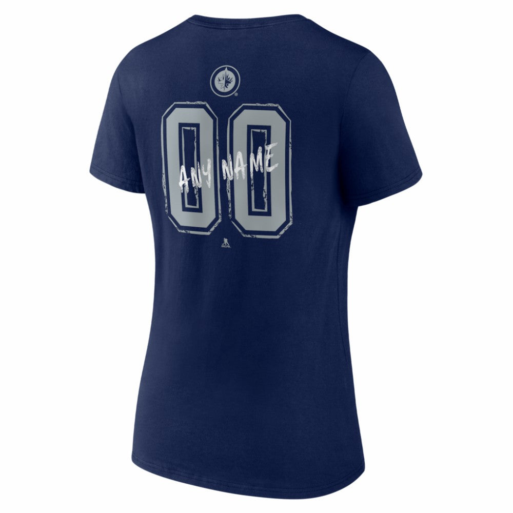 Winnipeg Jets Women's Hustle Personalized Name & Number V-Neck T-Shirt Navy