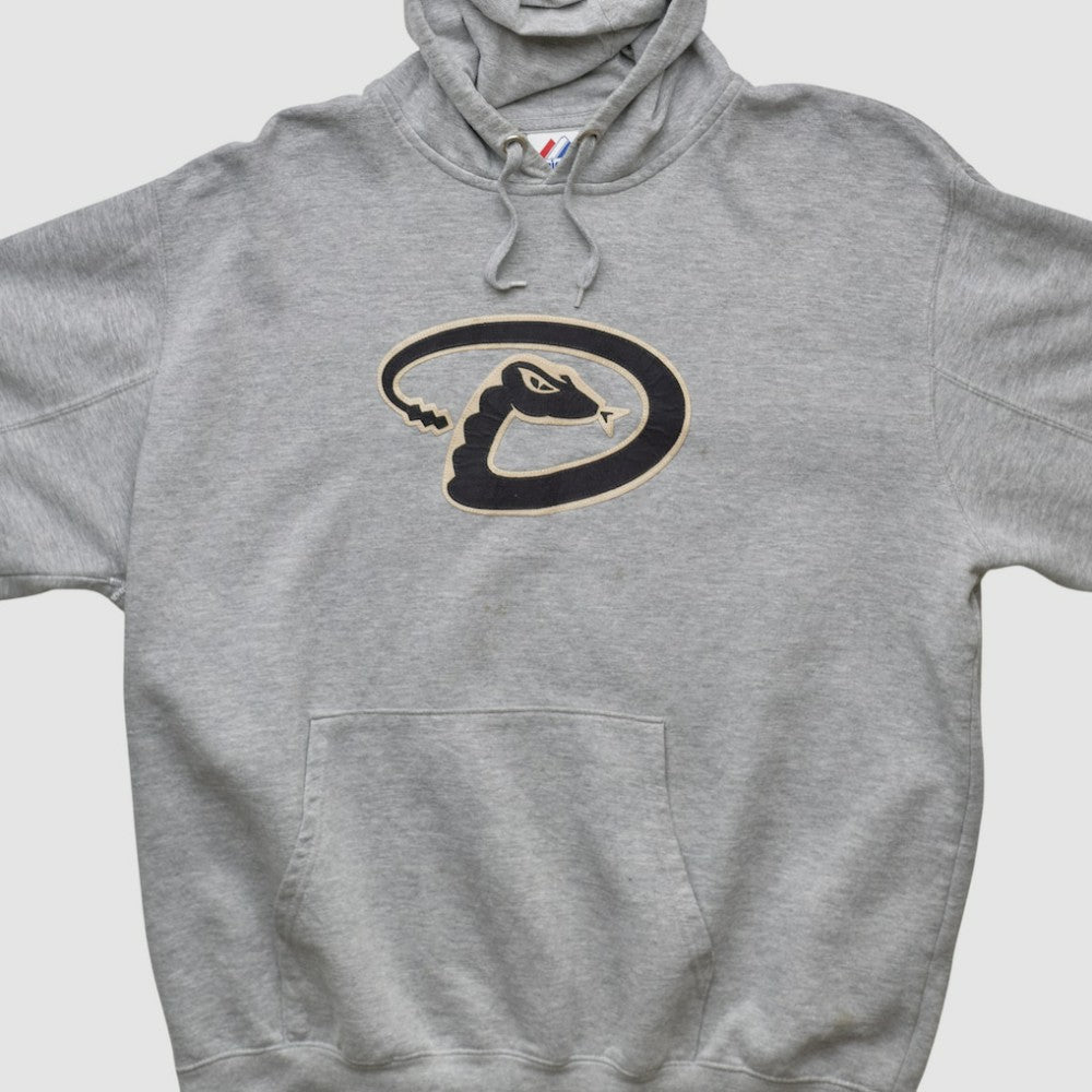 Arizona Diamondbacks Majestic 2000s Hooded Pullover Sweatshirt - Heather Gray Vintage