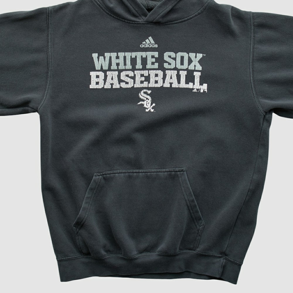 Chicago White Sox Adidas 2010s Hooded Pullover Sweatshirt - Charcoal Vintage