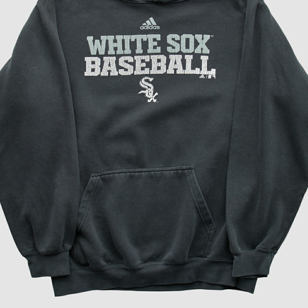 Chicago White Sox Adidas 2010s Hooded Pullover Sweatshirt - Charcoal Vintage