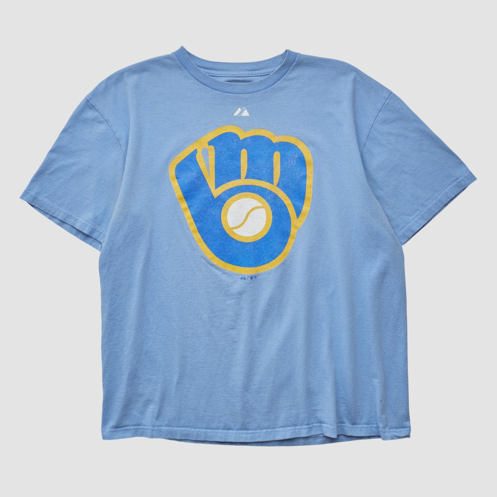 Milwaukee Brewers Majestic 2000s T-shirt - Light Blue Vintage