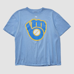 Milwaukee Brewers Majestic 2000s T-shirt - Light Blue Vintage