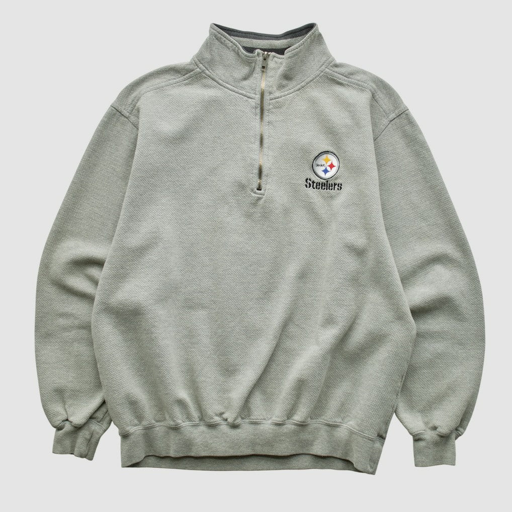 Pittsburgh Steelers Lee Sport 90s 1/4 Zip Sweatshirt - Heather Gray Vintage for sale