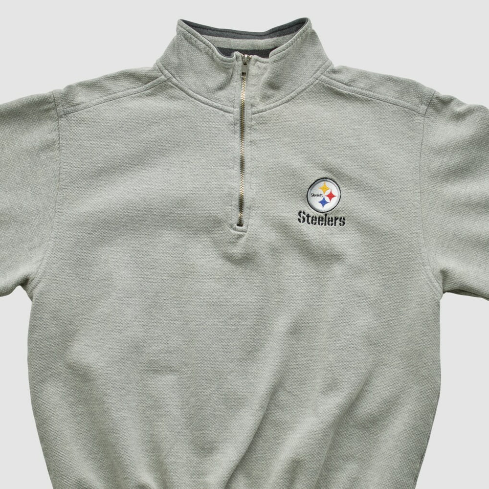 Pittsburgh Steelers Lee Sport 90s 1/4 Zip Sweatshirt - Heather Gray Vintage for sale