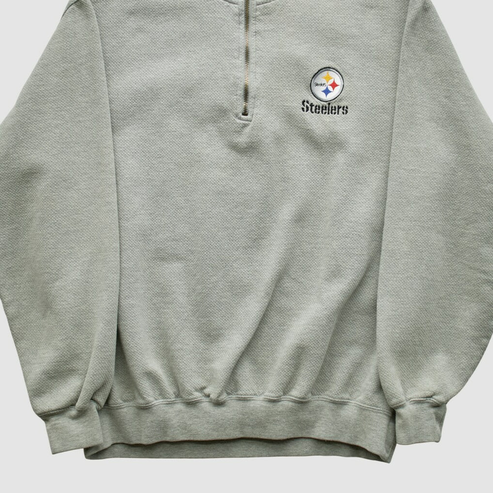 Pittsburgh Steelers Lee Sport 90s 1/4 Zip Sweatshirt - Heather Gray Vintage for sale