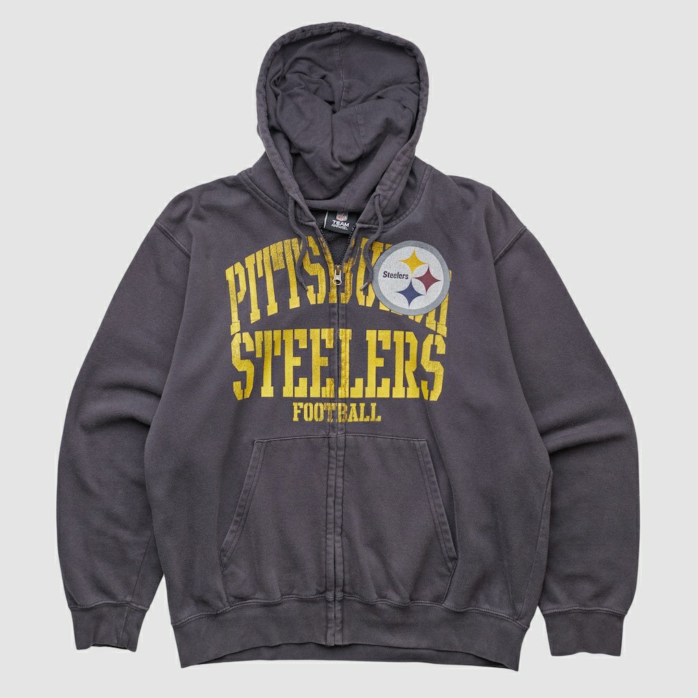 Pittsburgh Steelers NFL 2010s Hooded Full Zip Sweatshirt - Gray Vintage sale